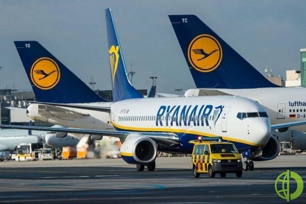 Котировки акций Ryanair в ходе торгов в пятницу выросли на 3,4% - до 12,06 евро