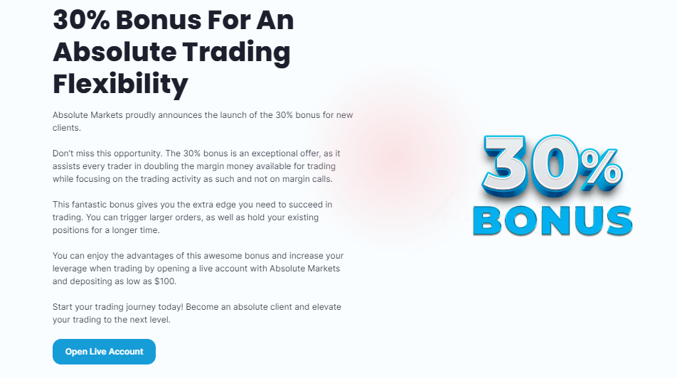 Бонусы Absolute Markets - Welcome Bonus