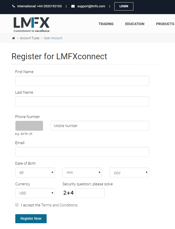 Обзор LMFX - Регистрация